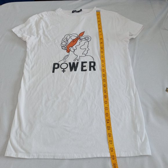 Nastygal Collection GIRL POWER white Graphic T-Shirt size 6 - Picture 5 of 6